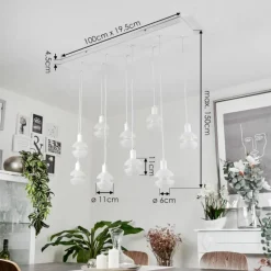 Suspension Ventosa Blanc, 9 lumières