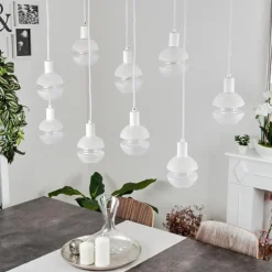 Suspension Ventosa Blanc, 9 lumières