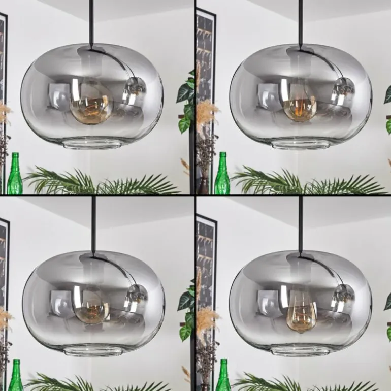 Suspension - Verre 30 cm Apedo Clair, Fumé, 4 lumières