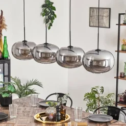 Suspension - Verre 30 cm Apedo Fumé, 4 lumières
