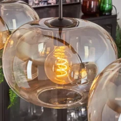 Suspension - Verre 30 cm Apedo Ambre, Clair, 4 lumières
