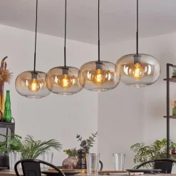 Suspension - Verre 30 cm Apedo Ambre, Clair, 4 lumières
