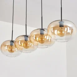 Suspension - Verre 30 cm Apedo Ambre, Clair, 4 lumières