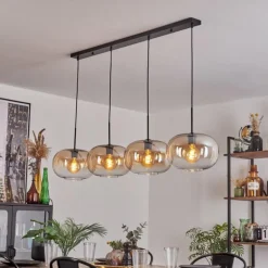 Suspension - Verre 30 cm Apedo Ambre, Clair, 4 lumières