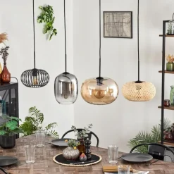 Suspension - Verre 25 cm, 20cm Ripoll Ambre, Clair, Écru, Fumé, Noir, 4 lumières