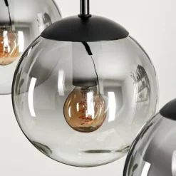 Suspension - Verre 15 cm Gastor Clair, Fumé, 5 lumières