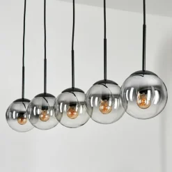 Suspension - Verre 15 cm Gastor Clair, Fumé, 5 lumières
