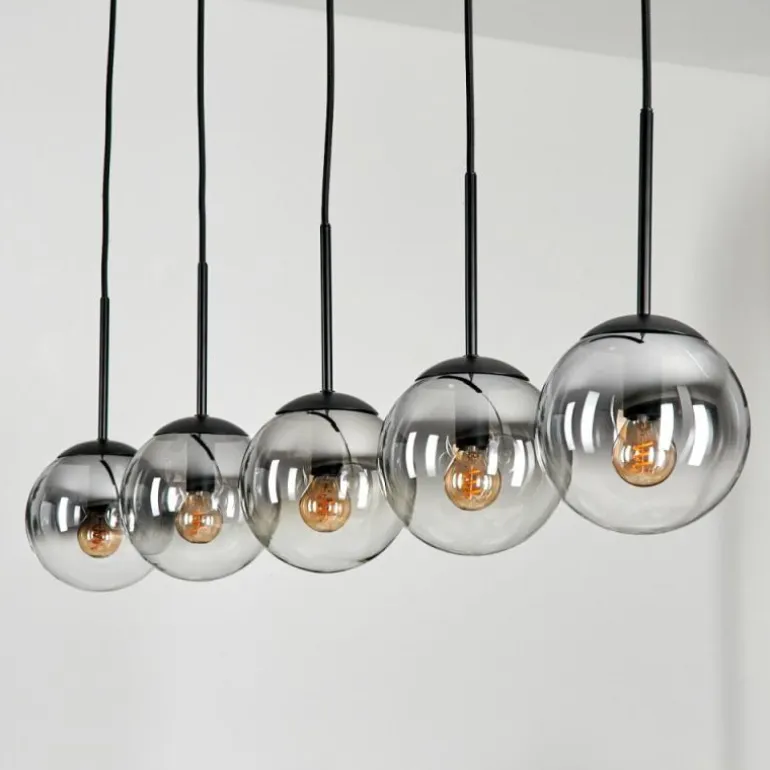 Suspension - Verre 15 cm Gastor Clair, Fumé, 5 lumières