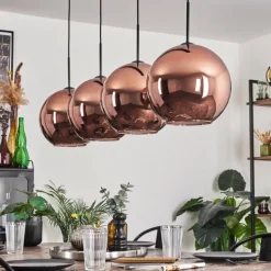 Suspension - Verre 30 cm Koyoto Cuivré, 4 lumières