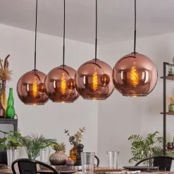 Suspension - Verre 30 cm Koyoto Cuivré, 4 lumières