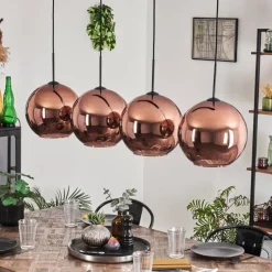 Suspension - Verre 30 cm Koyoto Cuivré, 4 lumières