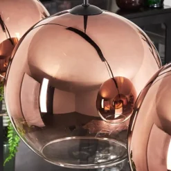 Suspension - Verre 30 cm Koyoto Clair, Cuivré, 4 lumières