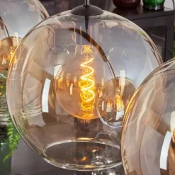 Suspension - Verre 30 cm Koyoto Ambre, Clair, 4 lumières