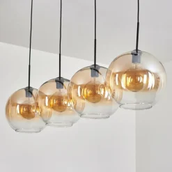 Suspension - Verre 30 cm Koyoto Ambre, Clair, 4 lumières