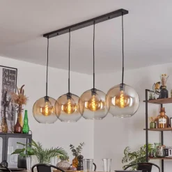 Suspension - Verre 30 cm Koyoto Ambre, Clair, 4 lumières