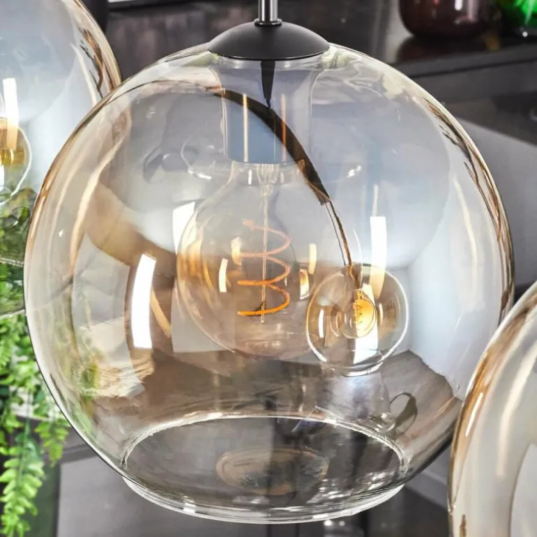 Suspension - Verre 25 cm Koyoto Ambre, Clair, 4 lumières