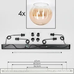 Suspension - Verre 25 cm Koyoto Ambre, Clair, 4 lumières