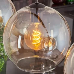 Suspension - Verre 25 cm Koyoto Ambre, Clair, 4 lumières