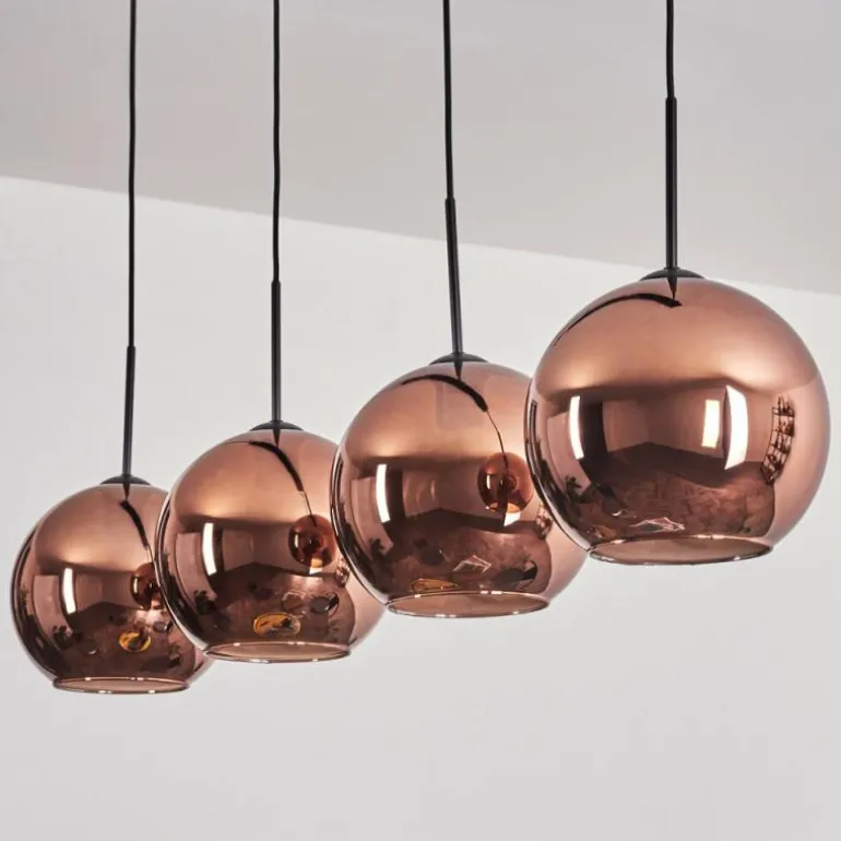 Suspension - Verre 25 cm Koyoto Cuivré, 4 lumières