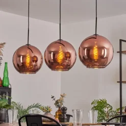Suspension - Verre 30 cm Koyoto Cuivré, 3 lumières