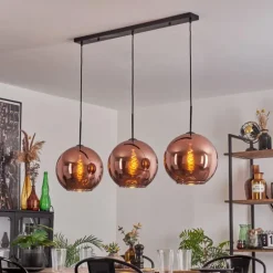 Suspension - Verre 30 cm Koyoto Cuivré, 3 lumières