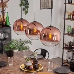 Suspension - Verre 30 cm Koyotot Clair, Cuivré, 3 lumières