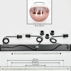 Suspension - Verre 30 cm Koyotot Clair, Cuivré, 3 lumières