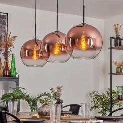 Suspension - Verre 30 cm Koyotot Clair, Cuivré, 3 lumières
