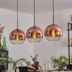 Suspension - Verre 30 cm Koyotot Clair, Cuivré, 3 lumières