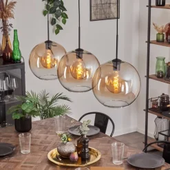 Suspension - Verre 30 cm Koyotot Ambre, Clair, 3 lumières