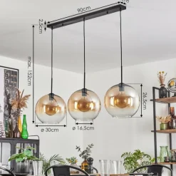 Suspension - Verre 30 cm Koyotot Ambre, Clair, 3 lumières