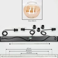 Suspension - Verre 30 cm Koyotot Ambre, Clair, 3 lumières