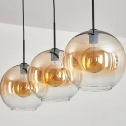 Suspension - Verre 30 cm Koyotot Ambre, Clair, 3 lumières