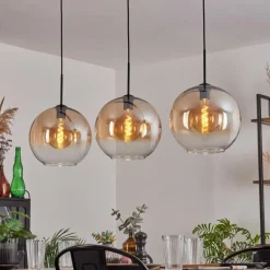 Suspension - Verre 30 cm Koyotot Ambre, Clair, 3 lumières