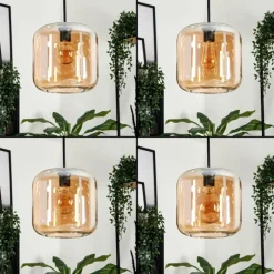 Suspension - Verre 25 cm Lauden Ambre, 3 lumières