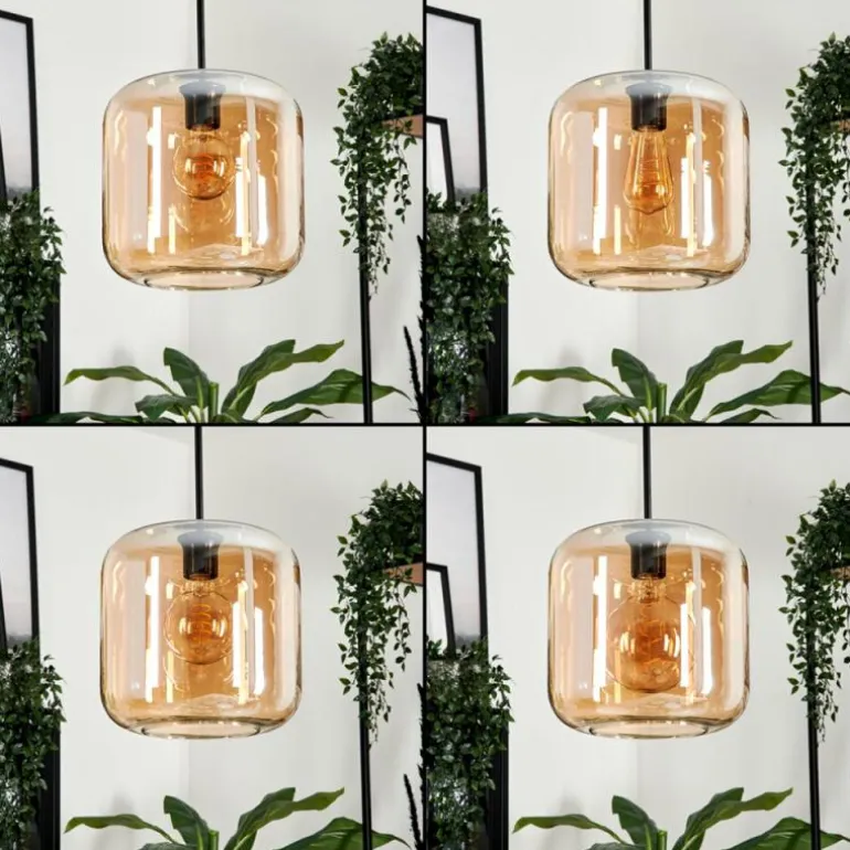 Suspension - Verre 25 cm Lauden Ambre, 3 lumières