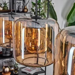 Suspension - Verre 25 cm Lauden Ambre, 3 lumières
