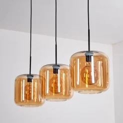 Suspension - Verre 25 cm Lauden Ambre, 3 lumières