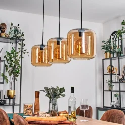 Suspension - Verre 25 cm Lauden Ambre, 3 lumières