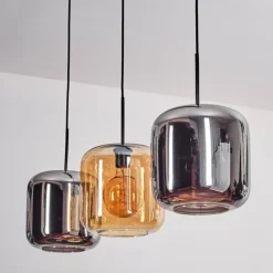 Suspension - Verre 25 cm Lauden Ambre, Chrome, 3 lumières
