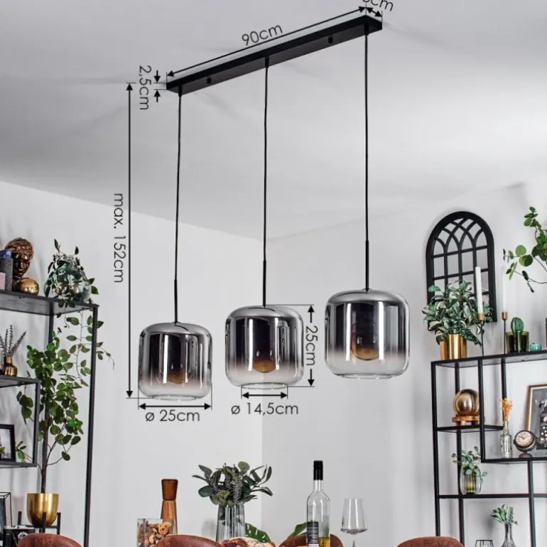 Suspension - Verre 25 cm Lauden Chrome, Clair, 3 lumières