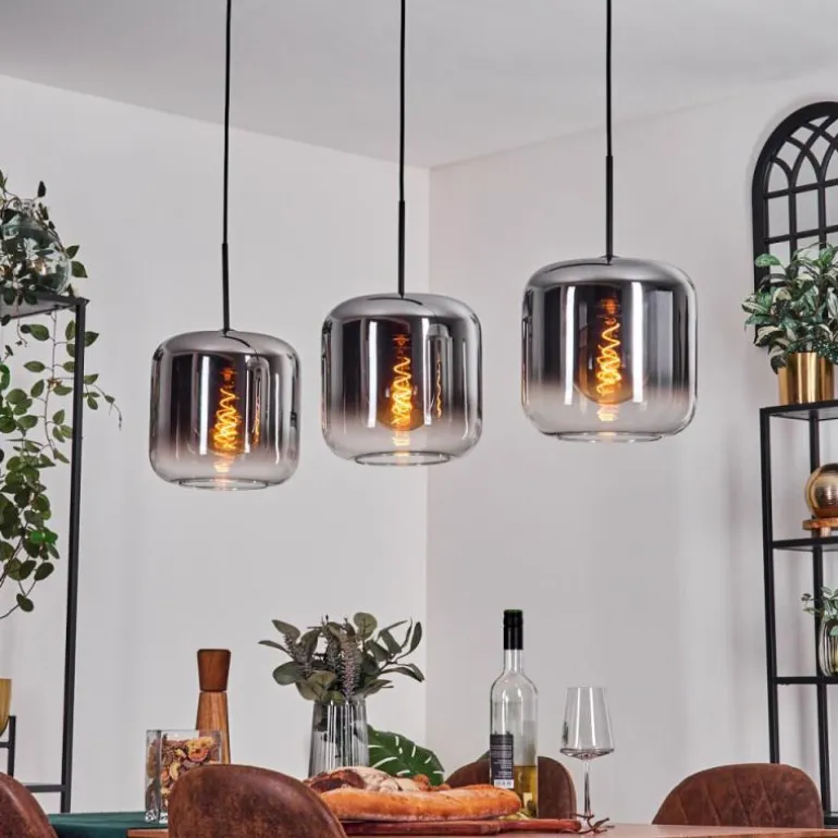 Suspension - Verre 25 cm Lauden Chrome, Clair, 3 lumières