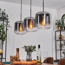 Suspension - Verre 25 cm Lauden Clair, Fumé, 3 lumières