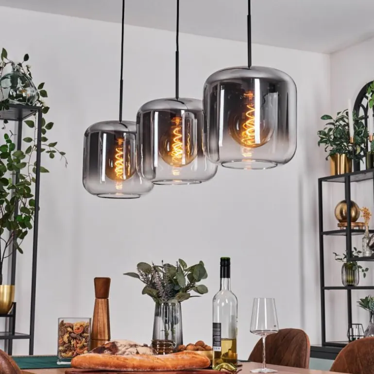 Suspension - Verre 25 cm Lauden Clair, Fumé, 3 lumières