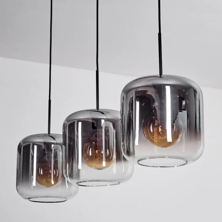 Suspension - Verre 25 cm Lauden Clair, Fumé, 3 lumières