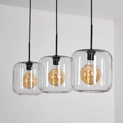 Suspension - Verre 25 cm Lauden Noir, 3 lumières