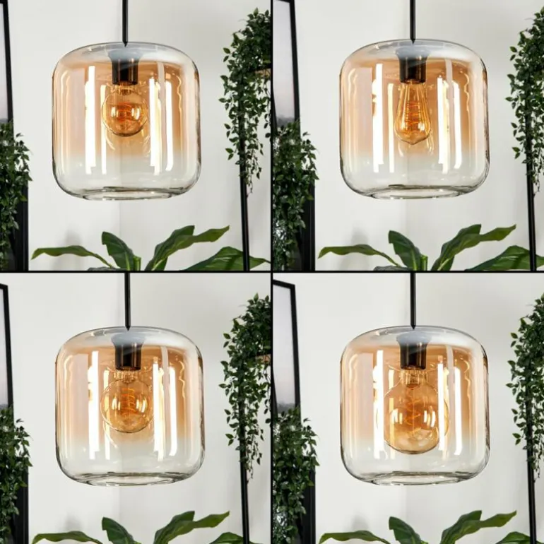 Suspension - Verre 25 cm Lauden Ambre, Clair, 3 lumières
