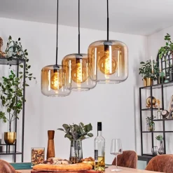 Suspension - Verre 25 cm Lauden Ambre, Clair, 3 lumières