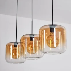 Suspension - Verre 25 cm Lauden Ambre, Clair, 3 lumières