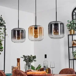 Suspension - Verre 25 cm Lauden Ambre, Clair, Fumé, 3 lumières